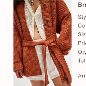 Free People Rust Cardigan Sweater